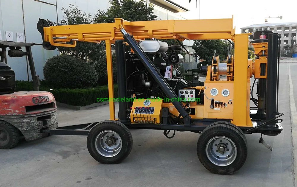 Wheel Trailer Mounted Hydraulic Geological Geotechnical Exploration Core Drill Machine/Water Well Borehole Drilling Rig (300m-600m)